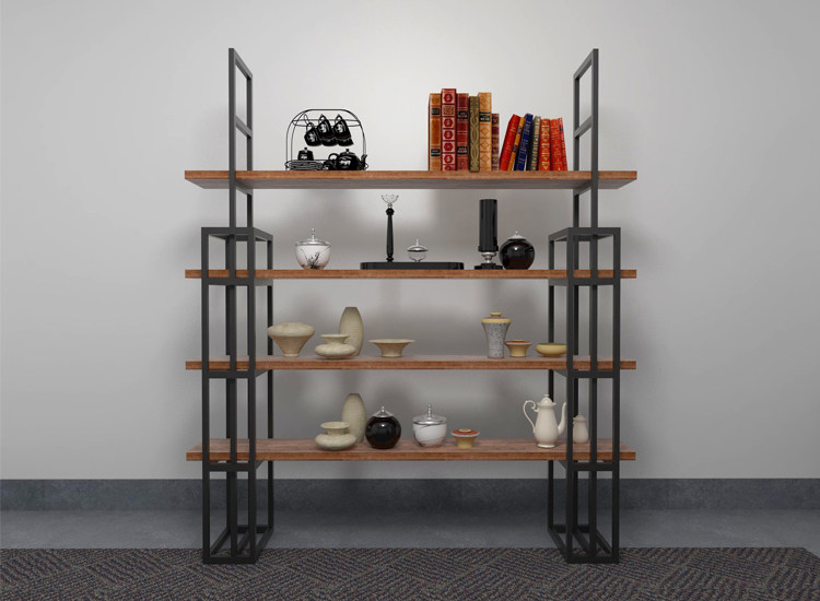 铁艺置物架客厅隔断储物创意架子实木移动书架卧室装饰隔板多层架