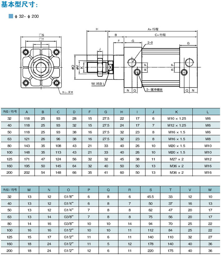 亚德客型sc系列标准气缸缸径sc100*100x200-300/400/500/600/700