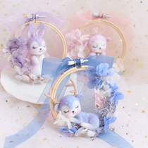 Wool Felt poke poke music sleeping sheep keychain Dream deer ornaments pendant Handmade diy rabbit material bag buckle