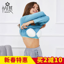 With chest pad cotton long sleeve T-shirt base shirt bra Cup one-piece interior top size mother coat female spring and autumn