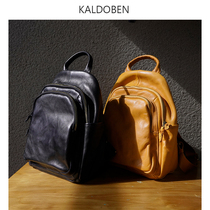 Small Crowddesigner Plant Tanning Head Layer Cow Leather Double Shoulder Bag Woman Retro Handreal Leather Small Backpack Casual Travel Bag