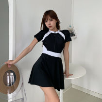 Tao Yao Yao Korean ins Swimsuit Women Summer Conservative One-piece Dress Shining Belly 2021 New Short Sleeve Student Sports