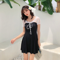 Taoyao one-piece dress swimsuit female two-piece French retro conservative student slim slim hot spring hipster