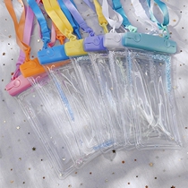 Solid color bubble inflatable colorful transparent mobile phone waterproof bag Apple Huawei universal sealed touch screen swimming diving cover