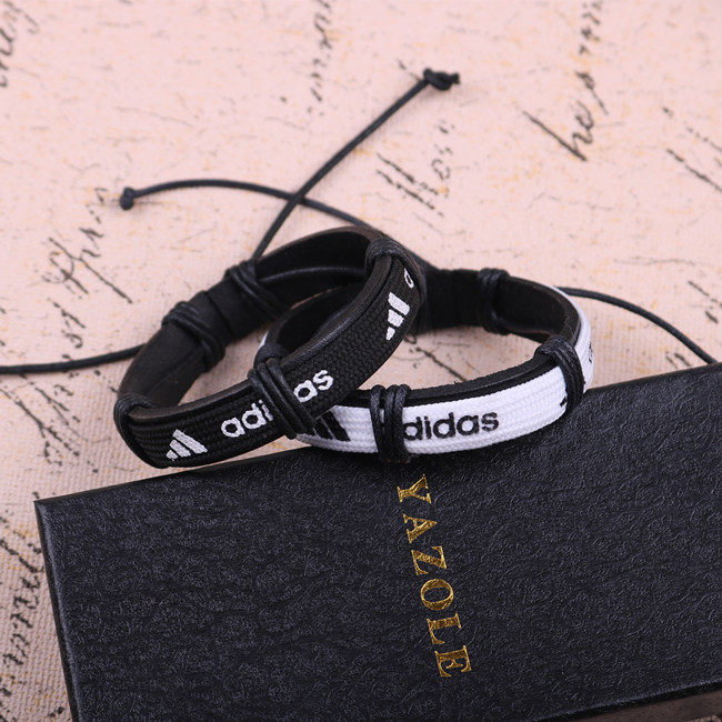 潮流时尚个性复古运动阿迪手环男女学生情侣百搭编制手链手镯chic