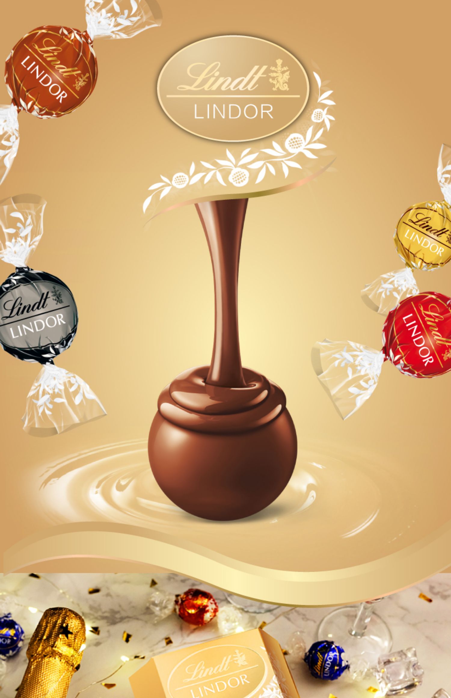 lindt瑞士莲银色/金色精选/牛奶软心巧克力进口零食婚庆喜糖337g_领券