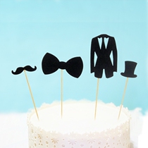 Cake decoration Flag plug card suit Bow tie topper beard Birthday cake decoration dessert table dress up
