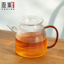 Yepisode Tea Set Electric Pottery Stove Cooking Teapot Glass Large Capacity Burning Water Teapot Boiling Kettle High Temperature Resistant Glass Bubble Teapot