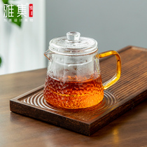 Elegant tea tea set glass teapot hammer glazed mountain jug heat resistant transparent small teapot for home office cooking tea bubble teapot
