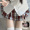 Tangyu plaid skirt+bow tie+complimentary knee length white silk