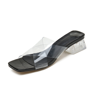 New transparencies crystal heel low heel sandals in summer 2020