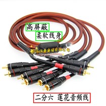 High shielded AC-3 5 1 audio cable two points six lotus car power amplifier cable 2RCA to 6RCA speaker cable