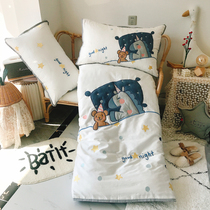 (Toyama Strawberry) cute cartoon unicorn embroidery cotton four-piece cotton quilt cover three-piece set
