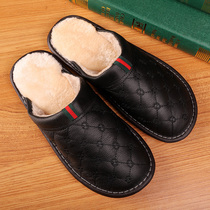 Autumn and winter warm home lovers soft beef tendon bottom slippers female indoor home with soft bottom non-slip leather slippers male