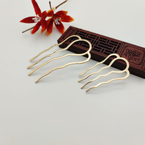 Medium and large copper quality color-preserving four-tooth hairbrush hairpin main body Antique diy jewelry Hanfu hair accessories accessories material