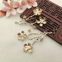 43*65mm cast copper large leaves flower branches and flowers inlaid material ancient style handmade hairpin hair crown forbidden step diy accessories