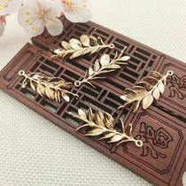 15*40mm cast copper double hanging leaf multi-leaf branch material color preservation antique handmade hairpin jewelry diy accessories