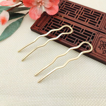 Two-tooth arched wave hair comb hairpin 70mm pure copper electrophoresis color preservation antique handmade diy hairpin accessories material