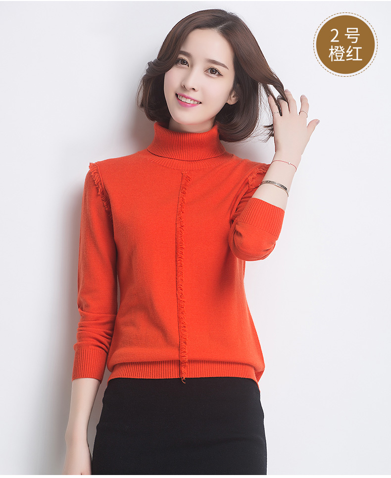 恒源祥 秋冬新款女士纯色纯羊毛衫针织衫高领