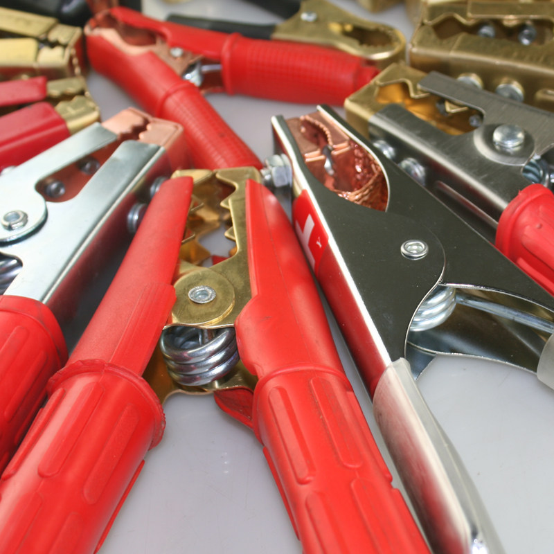 电瓶夹子纯铜汽车电瓶线搭火线鳄鱼夹大号搭电充钳子电瓶过江龙