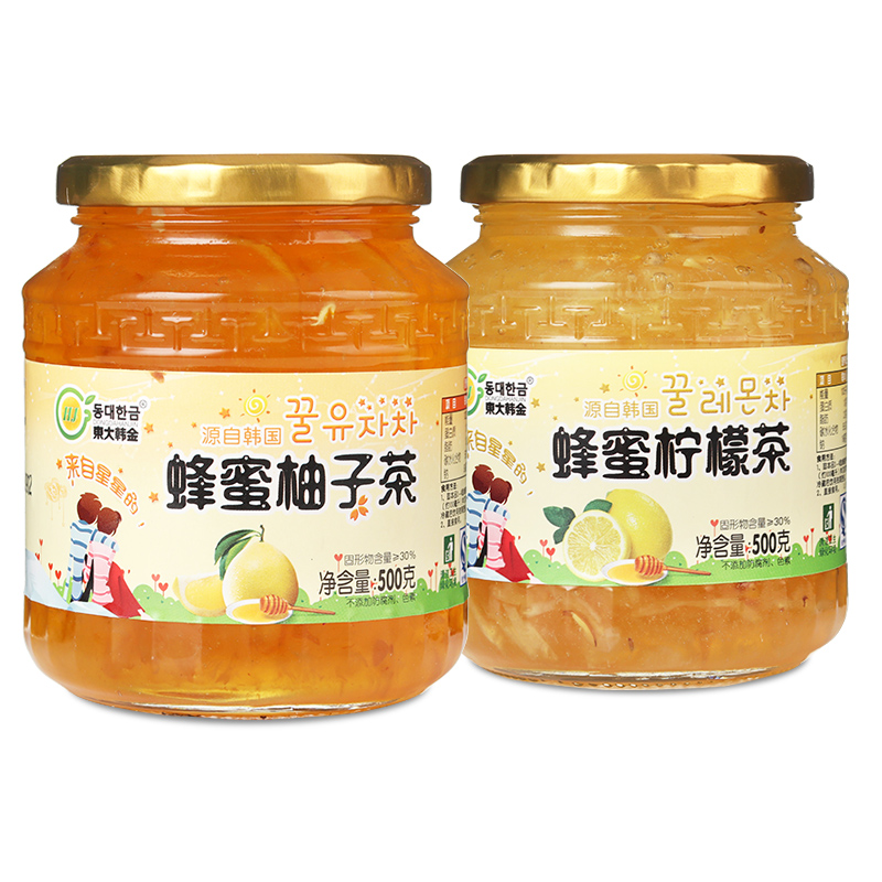 东大韩金蜂蜜柚子茶500g+柠檬茶500g 水果茶韩国风味冲饮品 包邮产品展示图5