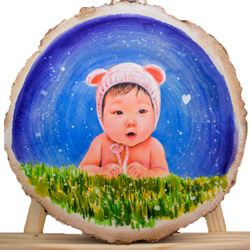 koyama's painting hand-painted children portraits live-action photos customized birthday gifts family portrait baby hundred days anniversary