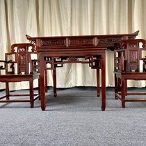 Zhongtang four-piece set of solid wood eight immortals table case Taishi chair Chinese god Tainan Elm Shrine antique furniture for the table