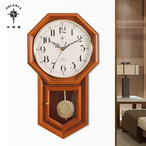 Polaris time gossip clock wall clock living room home personality classical Creative mute wooden New Chinese wall clock