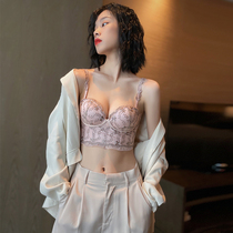 women's small chest push up pure desire wind anti-sagging adjustable french style lace wireless bra set