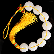 Natural jade Eight white jade string hanging pendant Ping An buttoned home living room Eight white jade buckle China Jiachi Baiyu