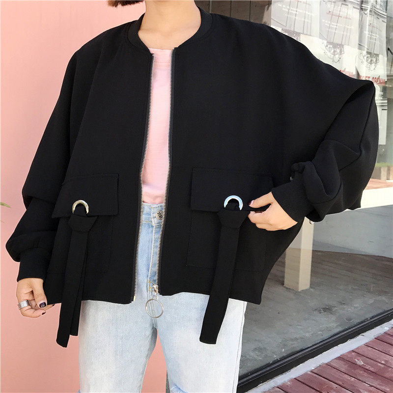 实拍 实价韩版宽松bf棒球服休闲夹克斗篷蝙蝠袖短外套