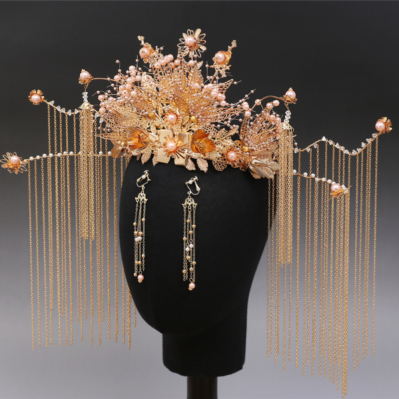 秀禾头饰简单大气2020新款红色中式新娘凤冠古装秀禾服结婚饰品