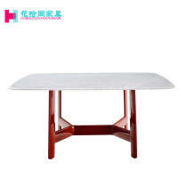 Flowers ten furnishings new Italian marble office upscale table solid wood feet home rock plate square round dining table