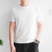 Short sleeve t-shirt male summer breathable elastic ice silk cotton round collar mens white half sleeve undershirt summer loaded with clothes
