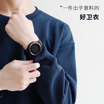 WIKE original autumn and winter mens sweatshirt round neckline cardigan cardigan jacket 100 lap pure color slapped bottom garment