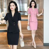 Fashion temperament summer short sleeve professional suit goddess fan thin dress dress beauty salon master work clothes jewelry shop tooling