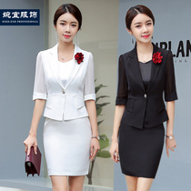 OL beauty salon overalls for sale professional attire women professional suit white mid-sleeve spring summer dress Half sleeve
