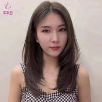 Wig female hair net red in the middle of the bangs invisible natural full hair the whole fake head case the long buckle straight hair