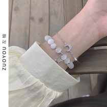 Niche micro-inlaid star Moon bracelet female Korean temperament cats eye stone zircon transfer Crystal handpiece S825