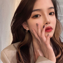 Japan and South Korea simple sweet square earrings female 2020 New Tide color geometric earrings autumn niche versatile earrings