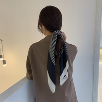 Korean retro silk scarf hair band female autumn and winter Joker decoration small square scarf long ribbon scarf tied hair headwear