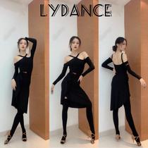 LYDANCE Dance Suit Latin Morden Dance Suit Adult Female Dew Shoulder Truffle Back One-piece Blouse Irregular Open skirts