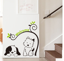Removable wall sticker pooch partner childrens room pet store room door post Welcome to the welcome sticker