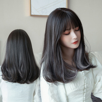 Hanging ear dye wig women clavicle round face repair short hair girl wig fluffy shoulder long hair style