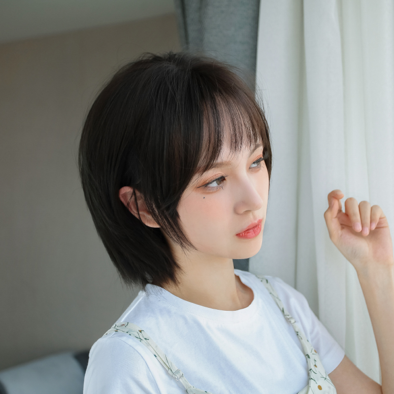 假发女短发日系网红酷帅气中性短发套自然少女圆脸学生头全头套