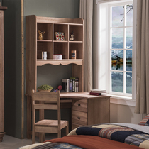 American all solid wood walnut childrens desk bookshelf combination corner computer desk writing desk learning table wood wax oil