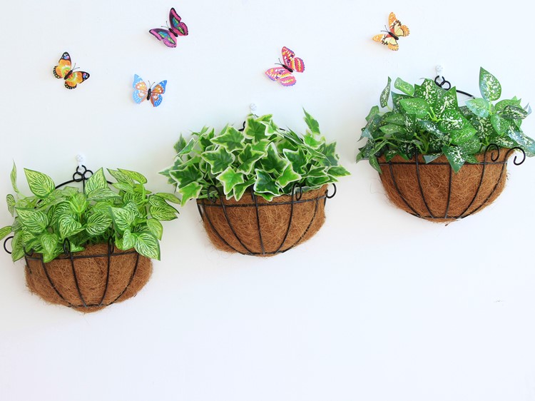 春节绿植墙壁花草墙上墙面塑料挂装饰假花仿真绢花壁挂假草挂壁花