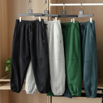 Harness up foreign trade cut label tail single mens autumn and winter three-dimensional cut composite velvet Wei pants drawstring feet leisure tide