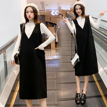 Autumn pregnant women dress fashion casual tide mother vest skirt sweater two-piece autumn and winter thin pregnant women set