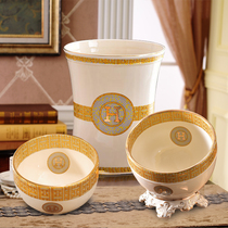 Ceramic desktop coffee table trash can barrel bowl mosaic H family small mini uncovered round peel snack bowl